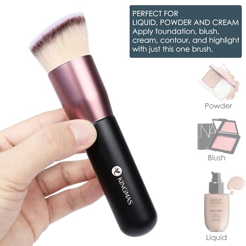 Image 2 of KINGMAS Angled Top Foundation Brush, Premium Kabuki Makeup Brush