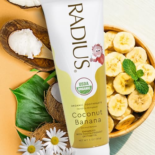 Image 6 of RADIUS USDA Kids Organic Toothpaste, Coconut Banana, 3 Oz