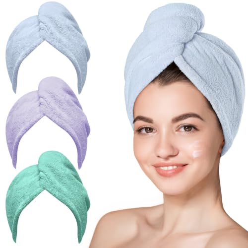 Image 8 of Green,blue,purple / Large for the product Hicober Microfiber Hair Towel Wrap for Women