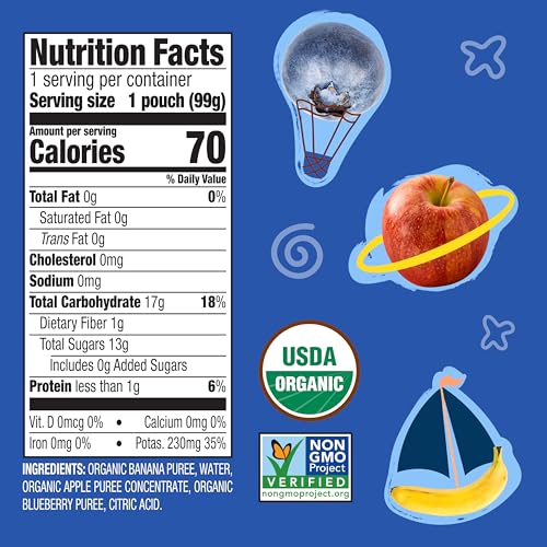 Image 2 of Earth's Best Organic Banana Apple Blueberry Pouch, 3.5 oz (Pack of 12)
