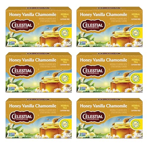 Image 1 of Default Title for the product Celestial Seasonings Chamomile Tea Bags - Honey Vanilla Herbal Tea, Caffeine Free, 20 Bags Per Box (Pack of 6)