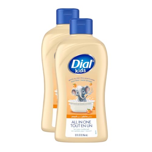 Image 1 of Default Title for the product Dial Kids All-in-1 Body + Hair + Bubble Bath, Peach Scent, 32 Fl Oz, Pack of 2