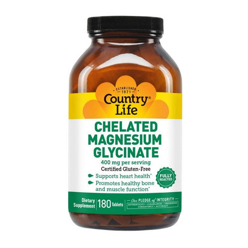 Country Life Chelated Magnesium Glycinate 400 mg 180 Tabs