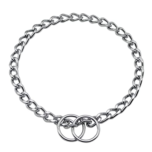 Image 8 of Herm Sprenger Chrome Plated Steel Dog Collar with Short Flat Links Choke Chain Two O-Rings