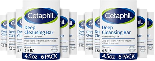 Image 2 of 4.5 Ounce (Pack of 12) / Deep Cleansing Pack of 6 for the product Cetaphil Deep Cleansing Face & Body Bar Soap, Sensitive Skin Care, 6ct