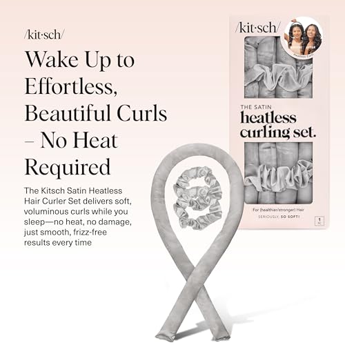 Image 2 of Kitsch Satin Heatless Curls Overnight Set - Silver