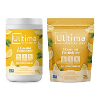 Thumbnail for Image 1 of Default Title for the product Ultima Replenisher Electrolyte Powder Drink Mix Bundle ? Sugar Free ? Lemonade, 90 Serving Canister and 20 Stickpacks ? 6 Electrolytes and Minerals ? Keto Friendly, Vegan, Non-GMO