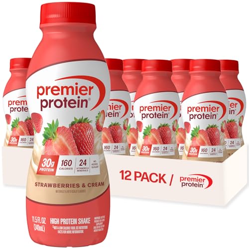 Image 1 of Default Title for the product Premier Protein 30g High Protein Shake, Strawberries & Cream, 12 Pack