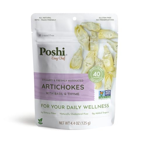 Image 1 of Default Title for the product Poshi Marinated Artichoke Hearts, Basil & Thyme, 6-Pack, 4.4 oz