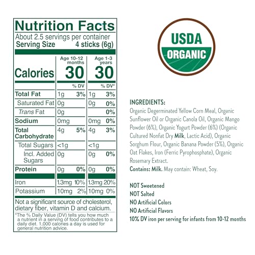 Image 2 of Little Bellies Organic Mango Yogurt Pick-Me Sticks, Pack of 5 x 0.56 oz