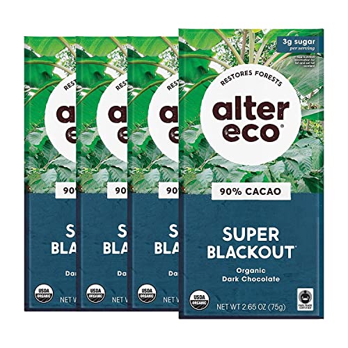 Image 4 of Deepest Dark Super Blackout 90% / 2.65 Ounce (Pack of 4) for the product Alter Eco Dark Chocolate Bars Pure Dark Cocoa Fair Trade Organic Non-GMO Gluten Free
