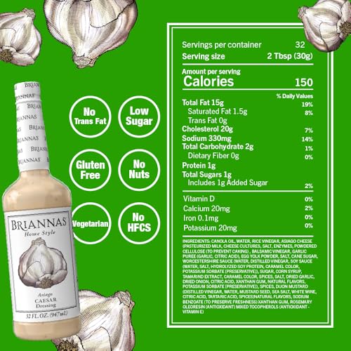 Image 2 of BRIANNAS Home Style Asiago Caesar Dressing 32 oz. Bottle