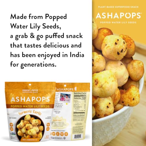 Image 5 of AshaPops Popped Water Lily Seeds, Turmeric Garlic, 1 oz Bags, Pack of 1