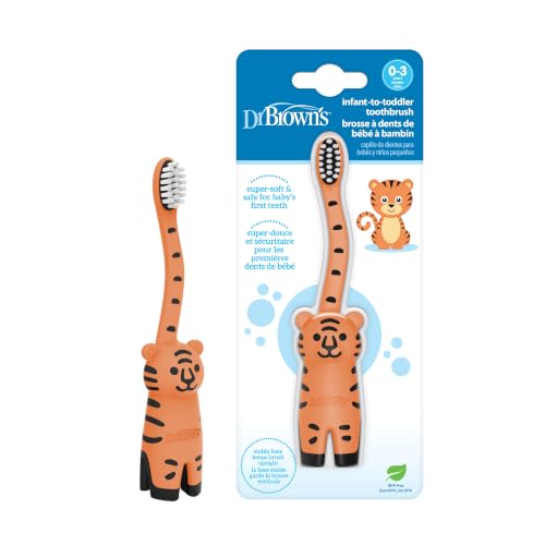 Image 3 of Tiger / 1 Count (Pack of 1) for the product Dr. Brown's Infant-to-Toddler Toothbrush and Toothpaste Set