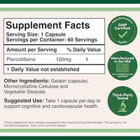 Thumbnail for Image 3 of Double Wood Supplements Pterostilbene 100mg, Potent Antioxidant, Superior to Resveratrol, 60 Caps
