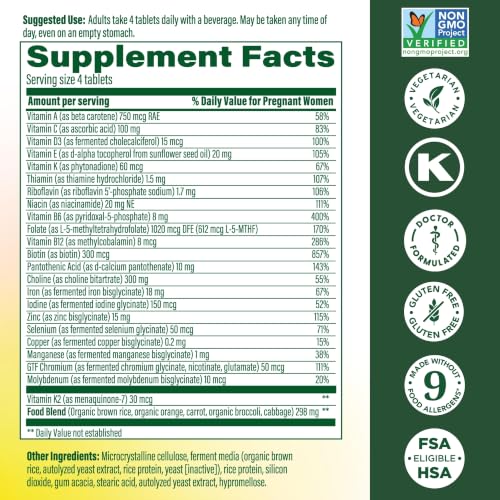 Image 4 of MegaFood Baby & Me 2 Prenatal Vitamins, Doctor Formulated, Mini Tablets