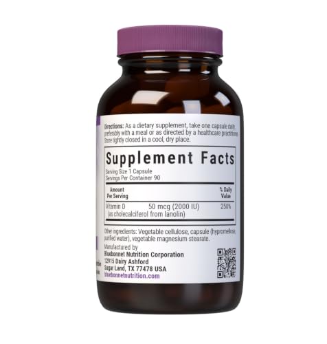 Image 2 of BlueBonnet Vitamin D3 2000 IU Vegetable Capsules, 90 Count