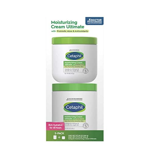 Image 1 of Default Title for the product Cetaphil Moisturizing Cream Ultimate with Prebiotic Aloe, Very Dry to Dry Sensitive Skin, 2 Pack - 20 Ounce and 16 Ounce