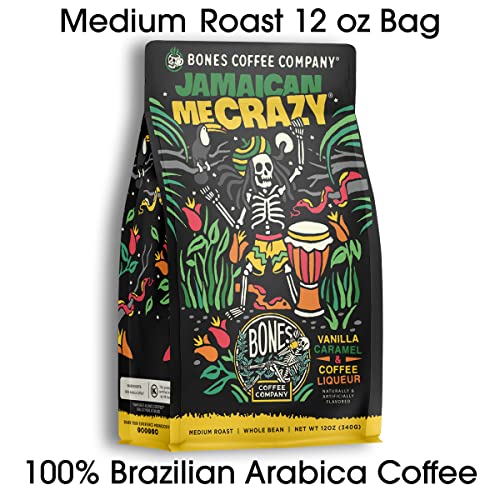 Image 3 of Bones Coffee Company Jamaican Me Crazy Vanilla Caramel Flavored Coffee 12 Oz Ground
