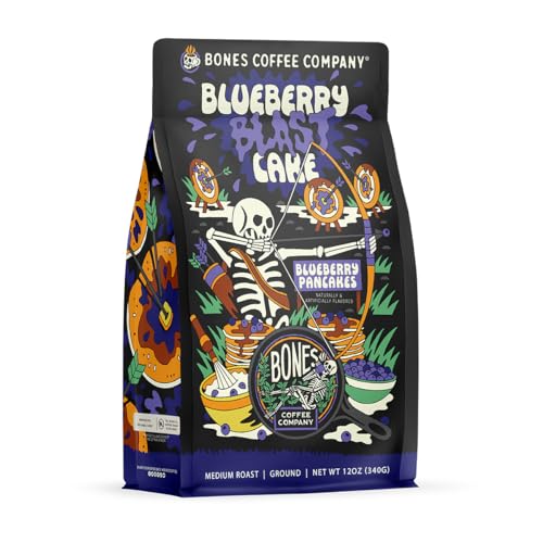 Image 1 of Default Title for the product Bones Coffee Company Blueberry Blast Cake Flavored Coffee, Medium Roast, 12 Oz Ground