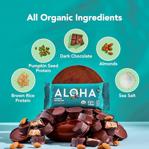 Image 3 of ALOHA Organic Plant Based Protein Bars | Almond Butter Cup, 12 Ct, 5g Sugar