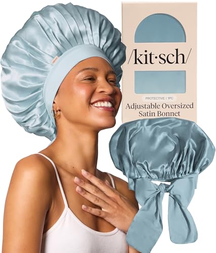 Image 4 of Haze Blue for the product Kitsch XL Satin Bonnet for Sleeping