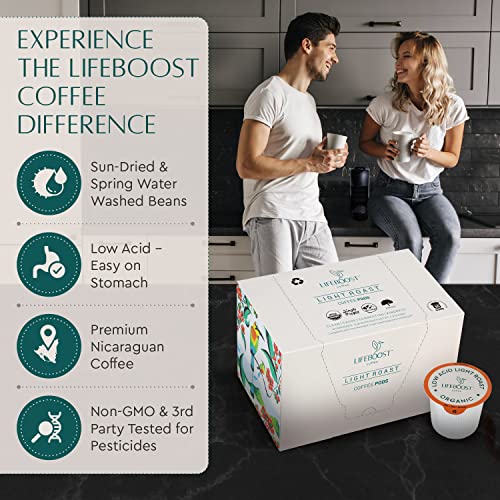 Image 2 of LIFEBOOST Light Roast Organic Low Acid Coffee K Cups, 10 Count