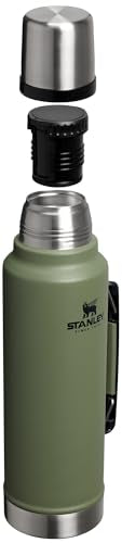 Stanley Classic Legendary Vacuum Bottle 1.5 qt Wide Mouth with Leakproof Cup Lid Keep Drinks Hot or Cold Packable for Travel Insulated Stainless Steel Thermal Bottle BPA-Free Dried Pine