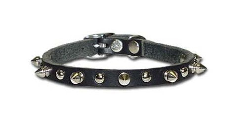 OmniPet 38LKS-BK12 3/8 x 12-Inch Spiked Latigo Leather Collar, Small, Black