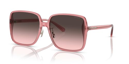 COACH Women's HC8368D Square Sunglasses, Transparent Berry/Grey Pink Gradient, 61 mm