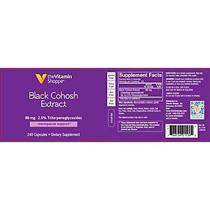 Black Cohosh Extract 80mg Menopausal Support, 2.5 Triterpene Glycosides Women's Health Support, Gluten Dairy, Soy Free (240 Capsules) by The Vitamin Shoppe