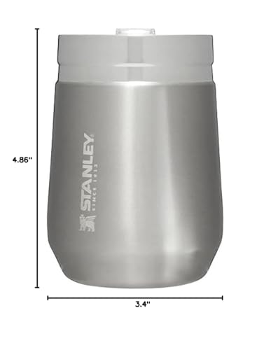 STANLEY GO Everyday Wine Tumbler 10 oz | Press Fit Drink Through Lid | Beverage, Coffee, and Cocktail Cup | Insulated Stainless Steel Wine Glass | BPA-Free | Stainless Steel