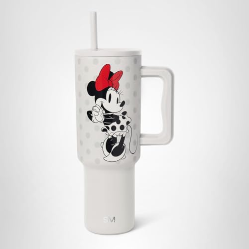 Simple Modern Disney 40 oz Tumbler with Handle and Straw Lid | Insulated Reusable Stainless Steel Water Bottle Travel Mug | Gifts for Women Men Him Her | Trek Collection | 40oz | Minnie Mouse Love