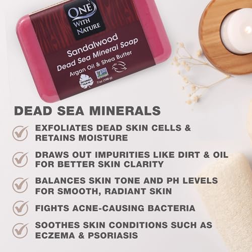 Image 2 of One With Nature Dead Sea Salt Sandalwood Soap 7oz 3-Pack