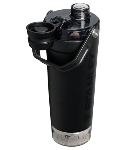 STANLEY Vitalize Shaker Bottle 20 oz | Leakproof Insulated Stainless Steel Shaker Cup | Base Storage and Twist On Fast Flow Lid | Protein Shakes and Pre Workout Powder | BPA-Free | Black