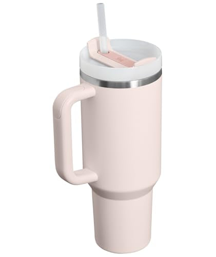 Stanley Quencher H2.0 Tumbler with Handle and Straw 40 oz | Flowstate 3-Position Lid | Cup Holder Compatible for Travel | Insulated Stainless Steel Cup | BPA-Free | Rose Quartz 2.0