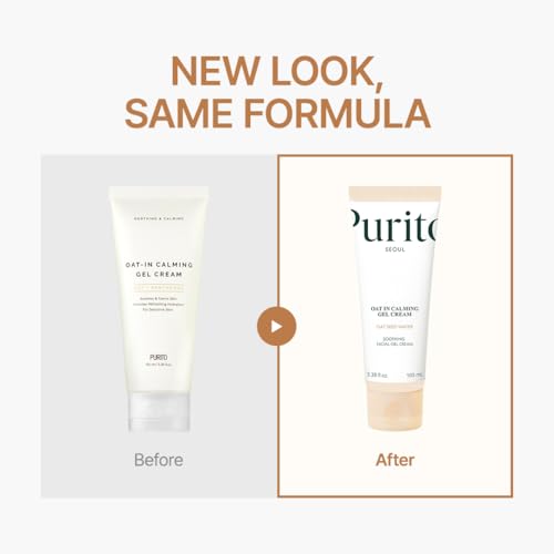 PURITO Oat In Calming Gel Cream, Oat Seed Water for Hydration & Soothing, Lightweight, Non-Sticky Moisturizer for Sensitive Skin, Non-Comedogenic, Fragrance-Free, Korean Skincare, 100ml 3.38 fl.oz