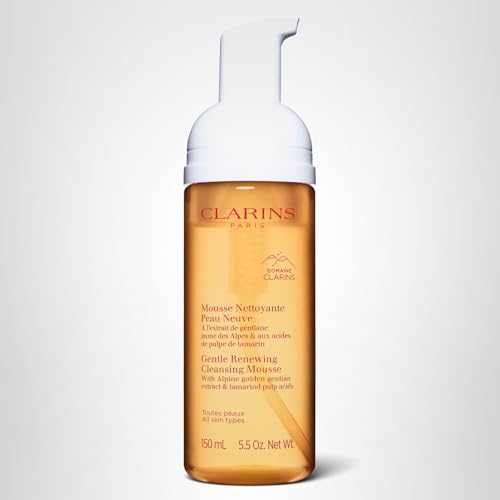 Clarins Gentle Renewing Cleansing Mousse | Cleanses, Gently Exfoliates & Refreshes | Foaming Mousse |Soap-No|SLS-No | Dermatologist Tested | Exfoliating Tamarind Pulp Extract Rich In AHAs | 5.5 Oz