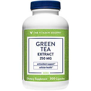 The Vitamin Shoppe Green Tea Extract 250MG (30 EGCG), Antioxidant Supplement That Supports Cellular Cardiovascular Health Weight Management, Fights Free Radicals (300 Capsules)