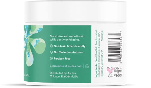 ASUTRA Peppermint Scent Bundle, 4 Fl oz Peppermint & Rosemary Essential Oil Aromatherapy Spray, 16 oz Peppermint Dead Sea Bath Salts, 16 oz Purifying Peppermint Dead Sea Salt Body Scrub