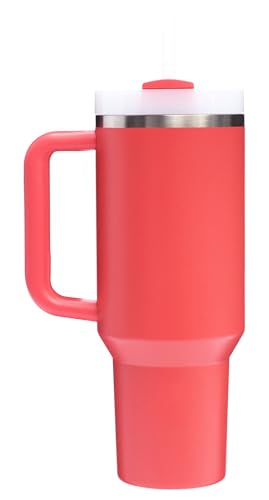STANLEY Quencher H2.0 Tumbler with Handle and Straw 40 oz | Flowstate 3-Position Lid | Cup Holder Compatible for Travel | Insulated Stainless Steel Cup | BPA-Free | Hot Coral