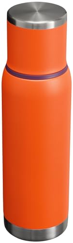 Stanley Adventure-To-Go Vacuum Bottle 1.1 qt | Wide Mouth with Leakproof Cup Lid | Keep Drinks Hot or Cold | Packable for Travel | Insulated Stainless Steel Thermal Bottle | BPA-Free | Tigerlily plum
