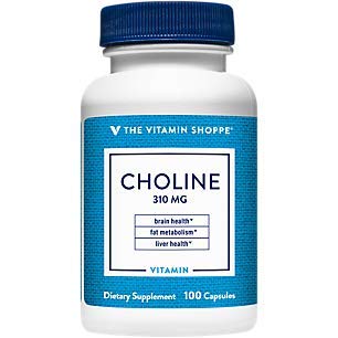 The Vitamin Shoppe Choline 310MG, Once Daily Supplement for Fat Metabolism & Brain Health (100 Capsules)