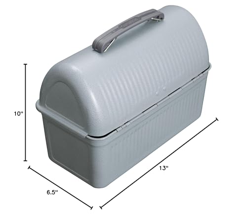 STANLEY Classic Lunch Box 10 qt | Vintage Metal Lunchbox | Durable Meal Container with Handle and Latch | Stores Food, Drinks, Thermos, Water Bottle | Hammertone Silver