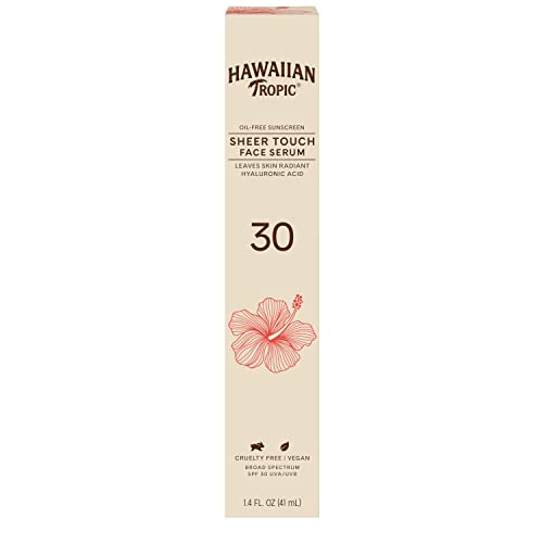 Hawaiian Tropic Sheer Touch Face Serum SPF 30, 1.4oz | Travel Size Sunscreen for Face SPF 30, Hydrating Hyaluronic Acid Serum, 1.4oz