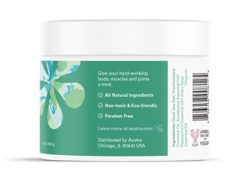 ASUTRA Peppermint Scent Bundle, 4 Fl oz Peppermint & Rosemary Essential Oil Aromatherapy Spray, 16 oz Peppermint Dead Sea Bath Salts, 16 oz Purifying Peppermint Dead Sea Salt Body Scrub