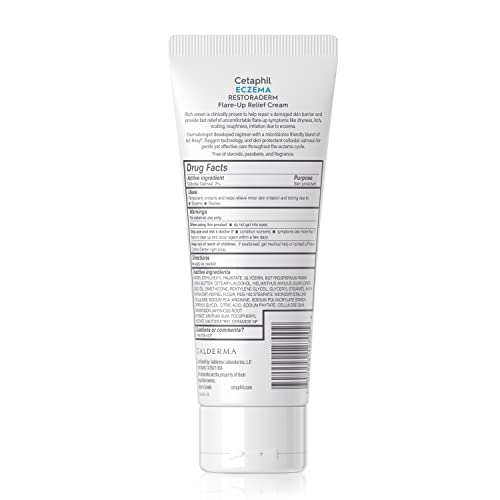 CETAPHIL ECZEMA RESTORADERM FLARE-UP RELIEF CREAM, For Eczema Prone Skin, 8 oz, Barrier Repair, 48 Hour Hydration, 2% Skin Protectant Colloidal Oatmeal, Steroid Free