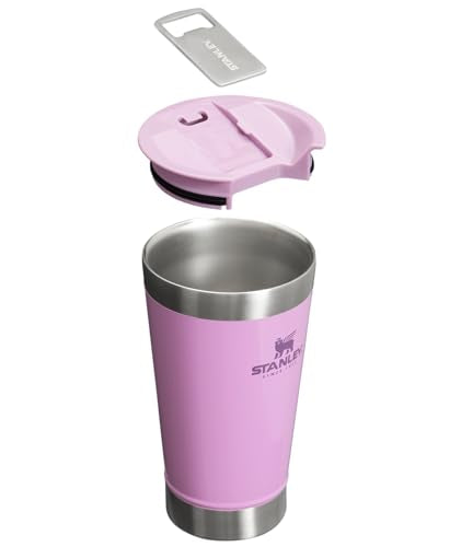 STANLEY Stay-Chill Beer Pint 16 oz | Wide Mouth Lid | Built-In Bottle Opener | Beer Tumbler Cup | Insulated Stainless Steel Pint Glass | BPA-Free | Lilac Gloss