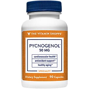 Pycnogenol 50mg Antioxidant That Supports Cardiovascular, Skin Cellular Health (French Maritime Pine Bark Extract) (90 Capsules) by The Vitamin Shoppe