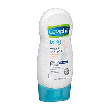 Cetaphil Baby - Wash & Shampoo - with Organic Calendula - Net Wt. 7.8 FL OZ (230 mL) Per Bottle - Pack of 2 Bottles (Packaging/Designs Vary)